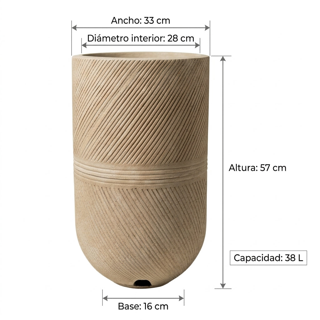 Maceta Argos 28x57 Efecto Piedra