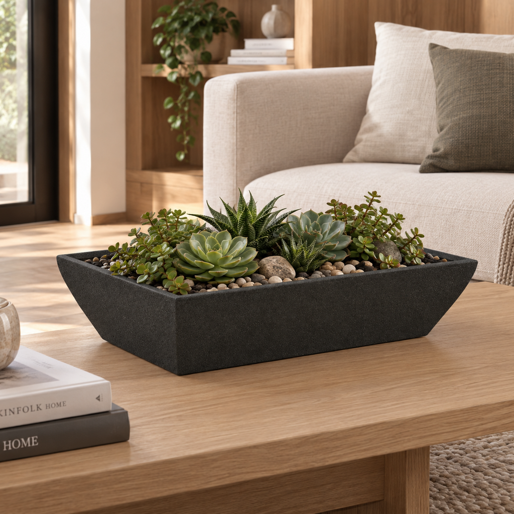 Maceta Jardinera Sorriso Negro 77x33