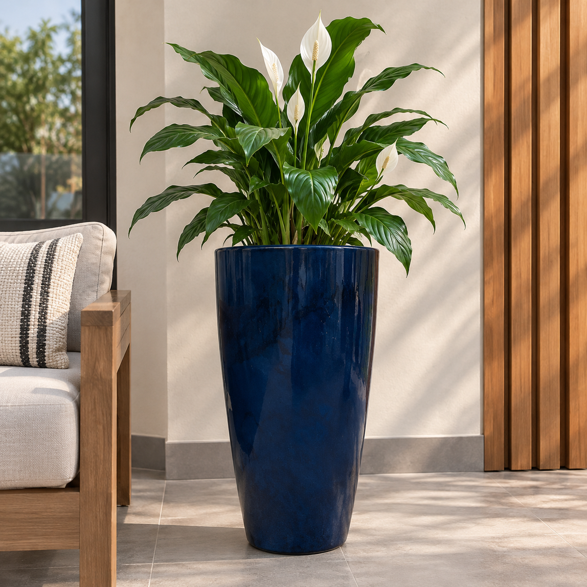 Maceta Ceibos Garden Shop Amsterda 35x65 Efecto Marmol
