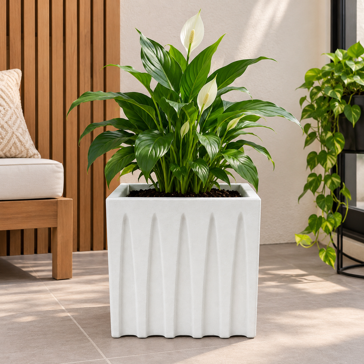 Maceta Ceibos Garden Shop Dubai 34x40 Efecto Piedra